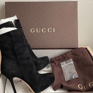 Gucci Black Suede High Boots
